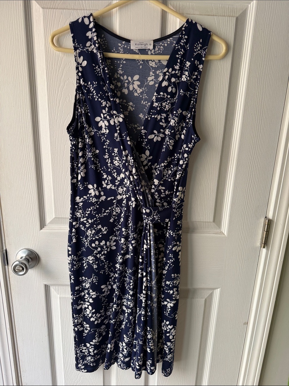 Kaileigh Navy and White Floral Wrap Midi Dress